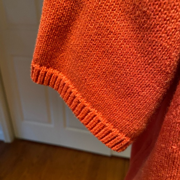 CJ Banks short sleeved pullover sweater, orange and white, 1X - Picture 9 of 13